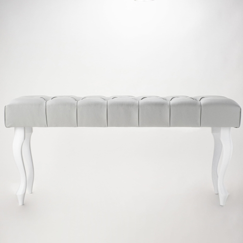 Skórzana ławka Chesterfield w szarym kolorze, pikowana, klasyczny styl