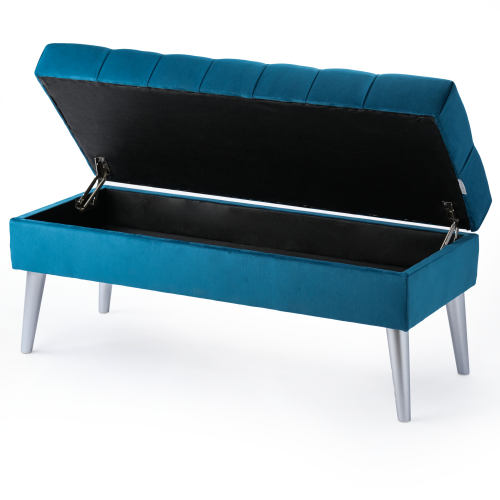 Pikowana pufa turkusowa ze schowkiem