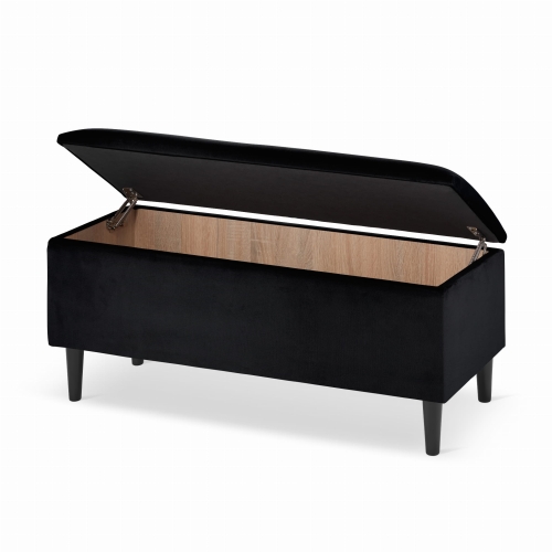 czarna pufa do przedpokoju ze schowkiem