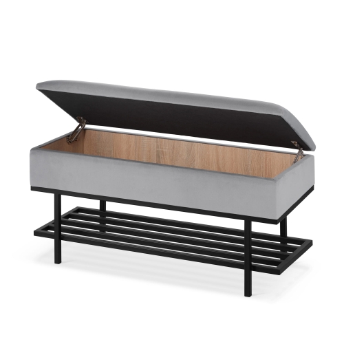 szara skrzynia z półką na buty