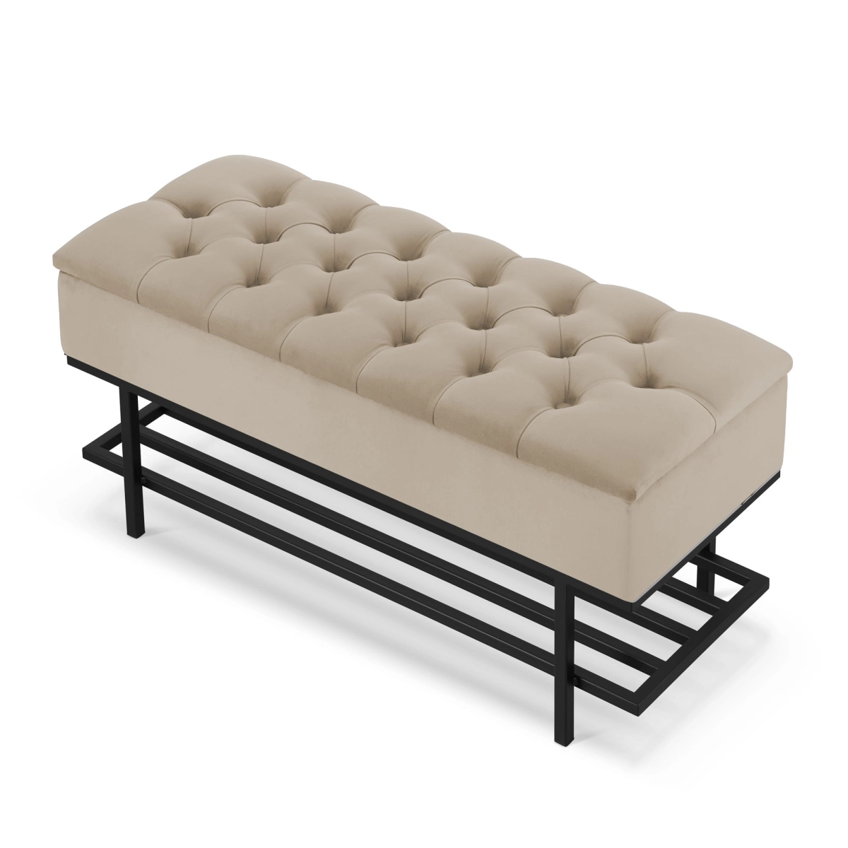 Latte ławka z pikowanym siedziskiem i metalową ramą