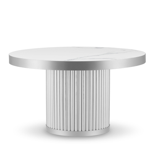 kamienny stolik kawowy z białym blatem