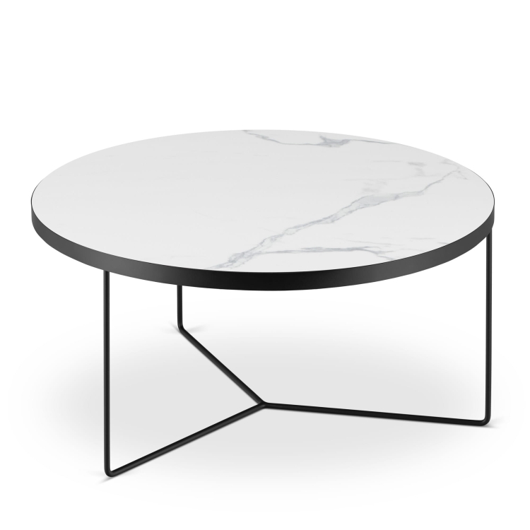 Okrągły stolik kawowy z marmurowym blatem i trwałą stalową podstawą