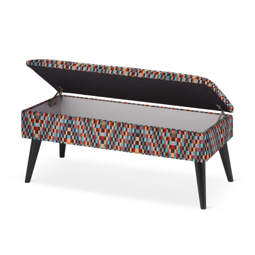 Stylowa pikowana pufa ze schowkiem w kolorowej tapicerce