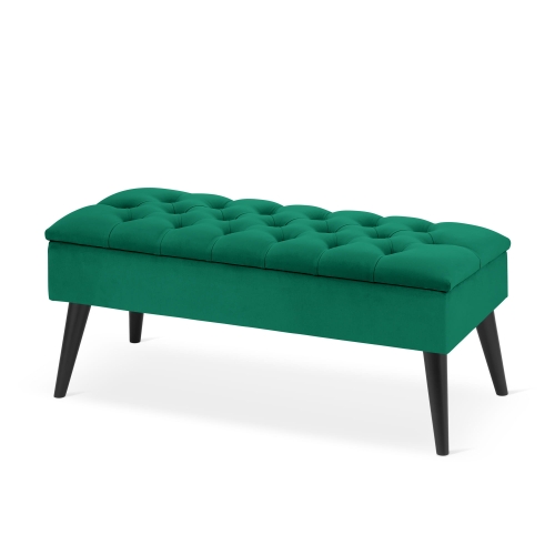 Pikowana pufa ze schowkiem w kolorze butelkowej zieleni