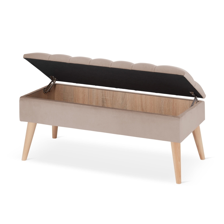 Pikowana pufa w odcieniu latte ze schowkiem