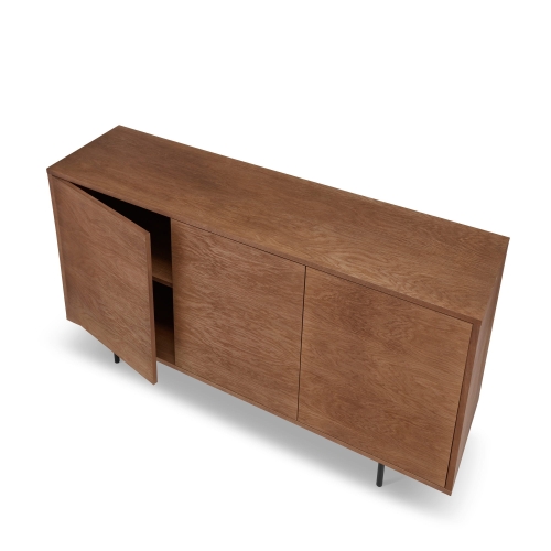 Nowoczesna komoda dębowa z szafkami, stalowe nogi