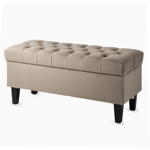 Pikowana duża pufa latte ze schowkiem