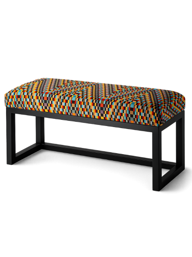 Tapicerowana ławka industrialna na metalowej podstawie