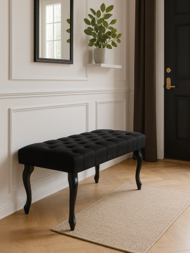 Ławka pikowana czarna do przedpokoju