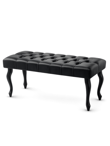Czarna pikowana ławka z tapicerką skórzaną połączenie funkcjonalności i ponadczasowej elegancji