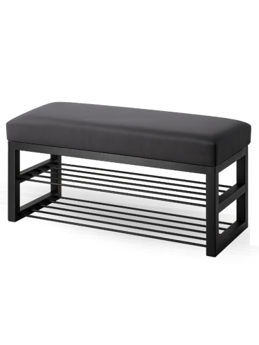 Tapicerowana ławka do przedpokoju z półkami na buty