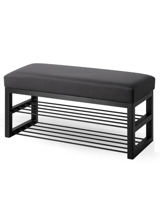 Tapicerowana ławka do przedpokoju z półkami na buty