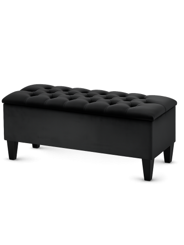 Nowoczesna pikowana pufa ze schowkiem w kolorze czarnym