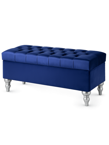 Pikowana pufa ze schowkiem w kolorze granatowym