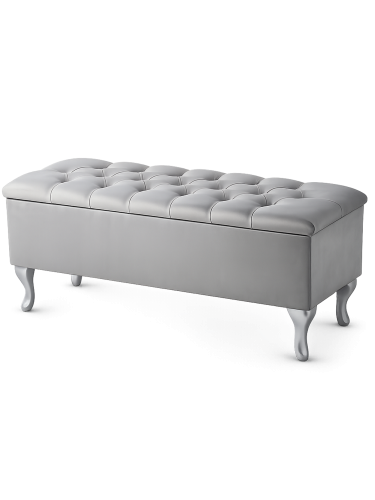 pikowany kufer z siedziskiem w kolorze szarym