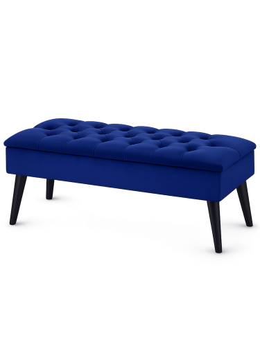 Pikowana pufa w granatowym odcieniu ze schowkiem, stylowy i pojemny dodatek