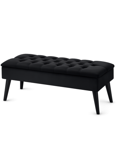 Stylowa pikowana pufa czarna ze schowkiem, komfortowy i praktyczny mebel