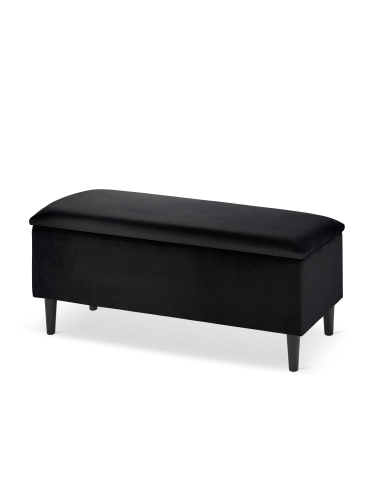 czarna pufa do przedpokoju ze schowkiem