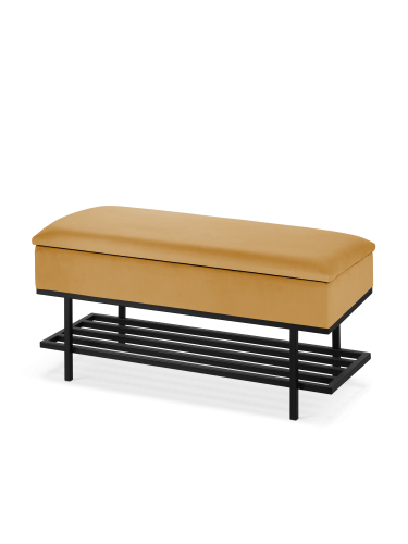 żółta skrzynia z półką na buty