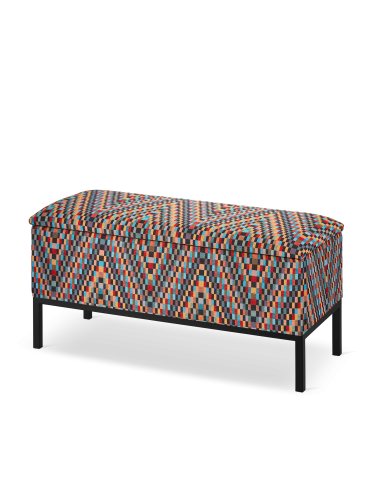 wzorzysta ławka z pojemnikiem do przedpokoju