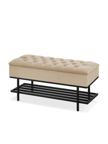 Latte ławka z pikowanym siedziskiem i metalową ramą