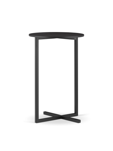 Okrągły czarny stolik pomocniczy ze stalową podstawą