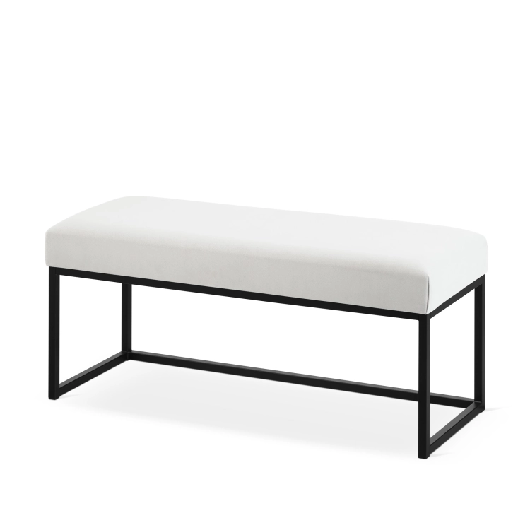 kremowa ławka do przedpokoju na metalowym stelażu