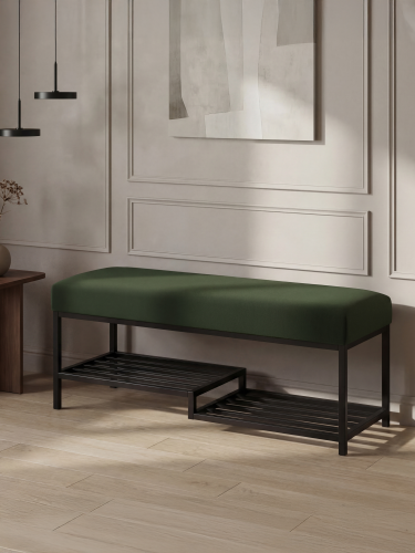 zielona ławka industrialna do przedpokoju