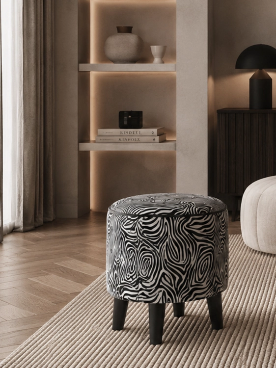 okrągła pufa zebra