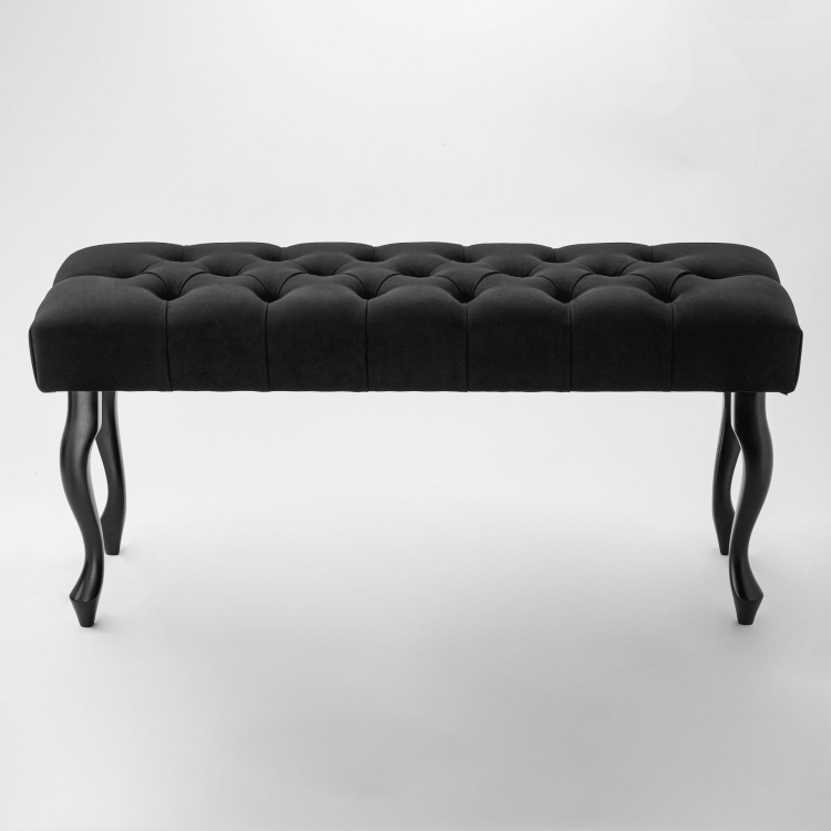 Czarna ławka pikowana do nowoczesnych wnętrz