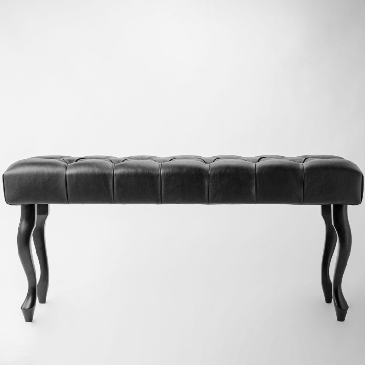 Skórzana ławka pikowana w kolorze czarnym