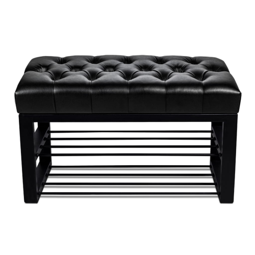 Skórzana ławka na buty do przedpokoju.