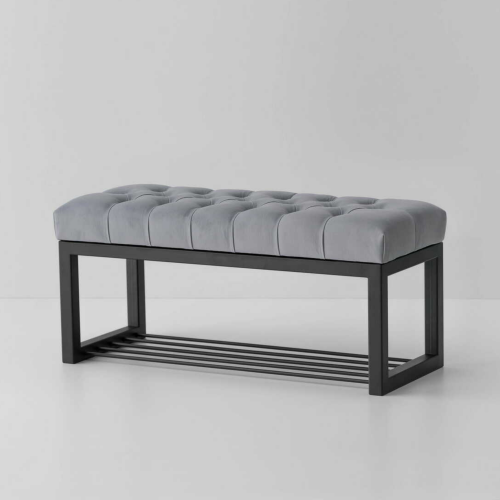 Ławeczka industrialna do przedpokoju z półką na buty