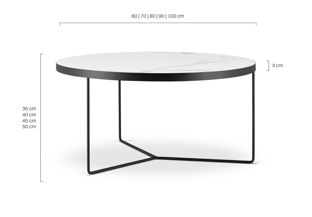Okrągły stolik kawowy z marmurowym blatem i trwałą stalową podstawą