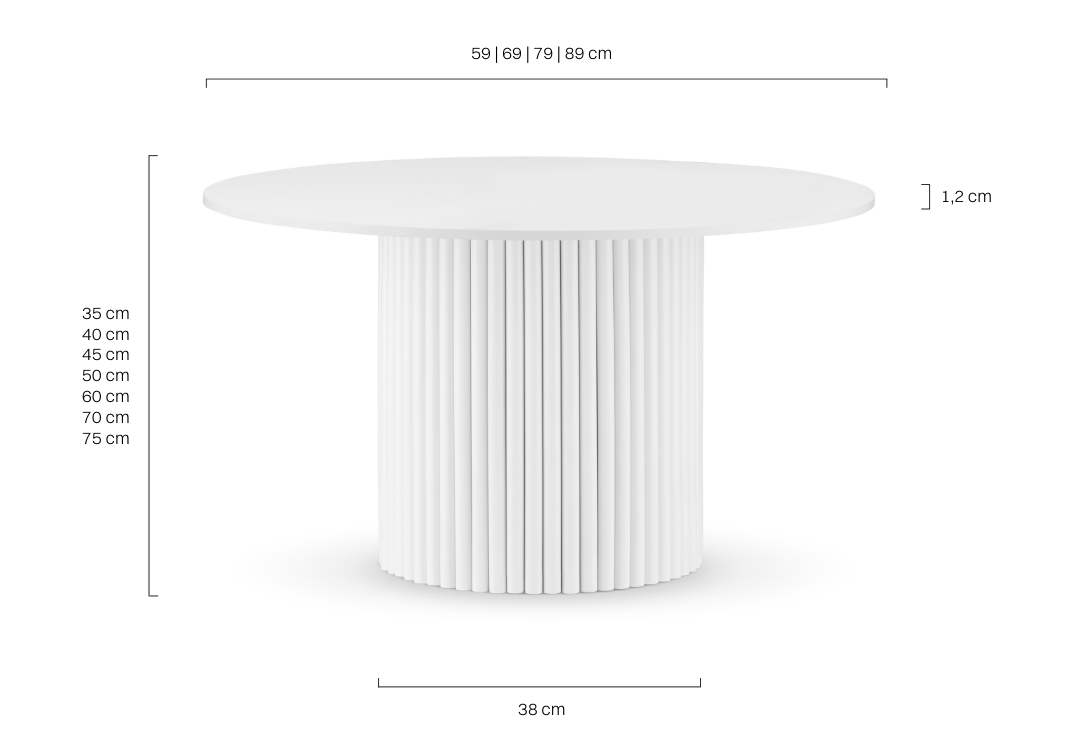 okrągły biały stolik kawowy z blatem kamiennym