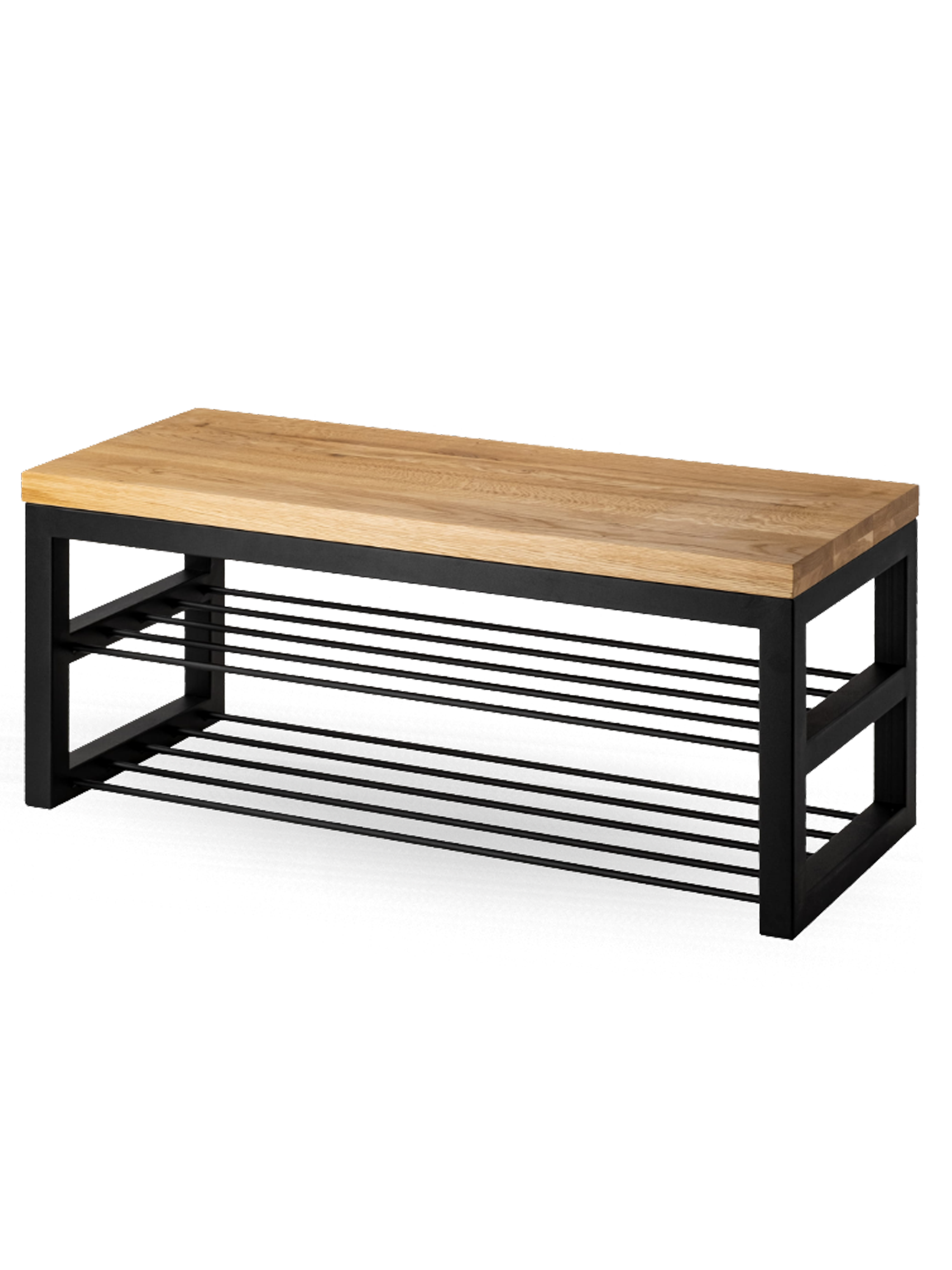 Ławka Metalowa Industrialna Drewno Dębowe SHELF WOOD - LOFT