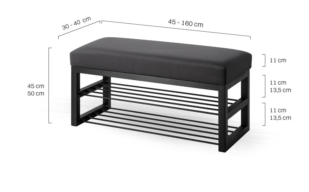 Tapicerowana ławka do przedpokoju z półkami na buty