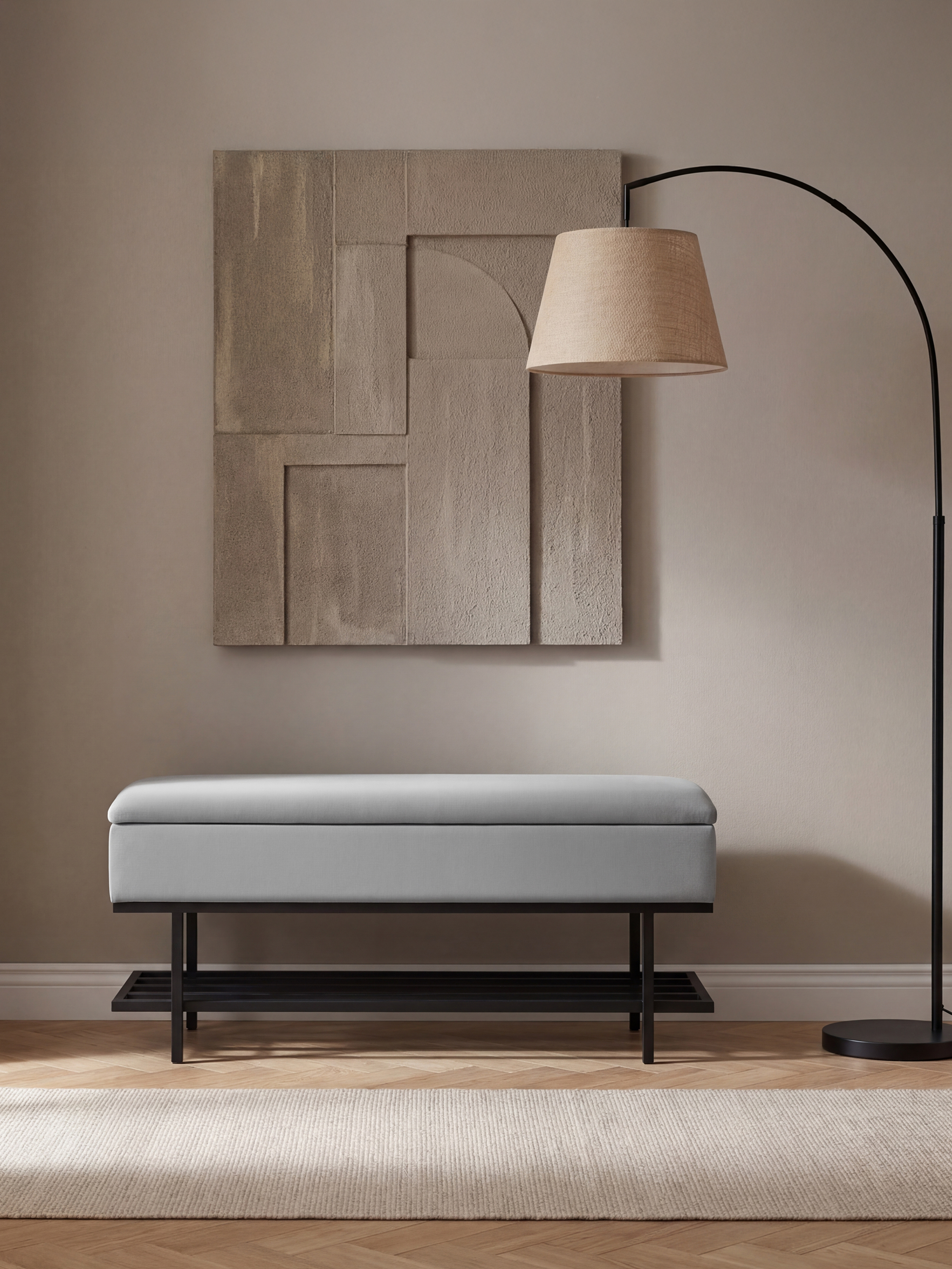 Pufa ze schowkiem i półką na buty LOFT - Blanca