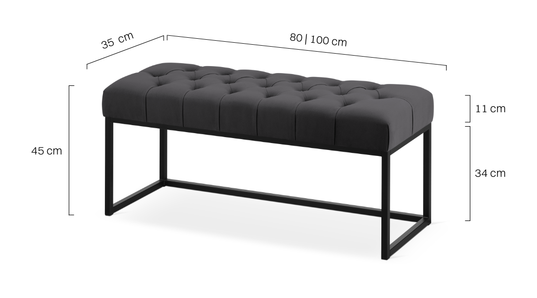 pikowana ławka grafitowa