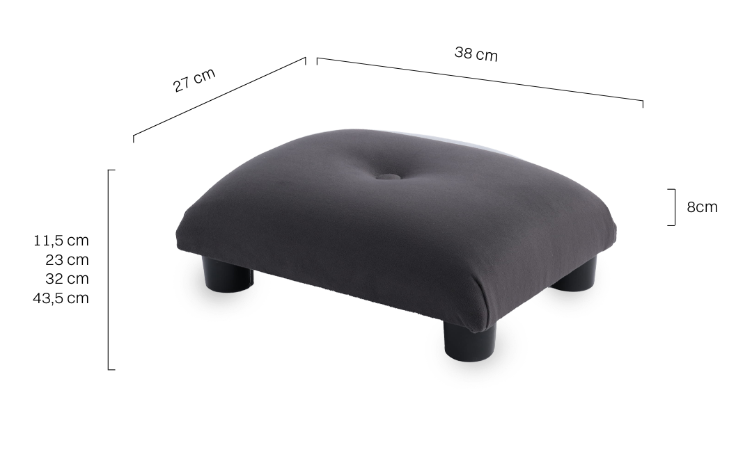 Stylowy grafitowy pikowany podnóżek, komfortowy i estetyczny