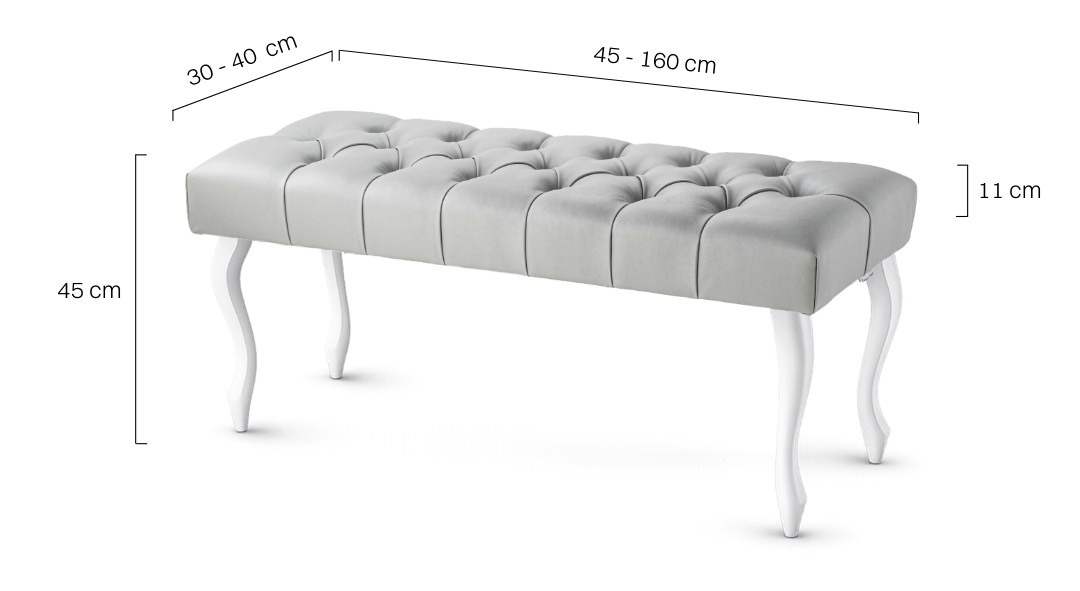 Szara pikowana ławka skórzana w stylu Chesterfield, do salonu lub przedpokoju