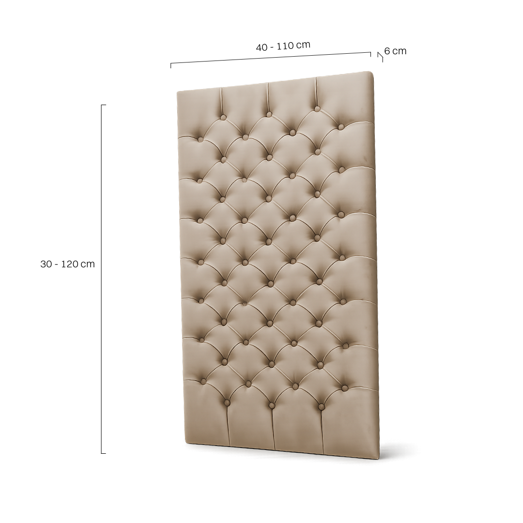 Elegancki pikowany panel ścienny w kolorze latte, subtelny i nowoczesny wygląd